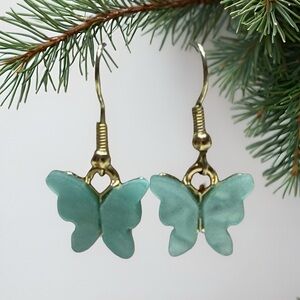 Handcrafted Butterfly Earrings in Teal and Gold